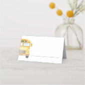 黄色のスクールバスがビュッフェを埋める プレイスカード (正面)