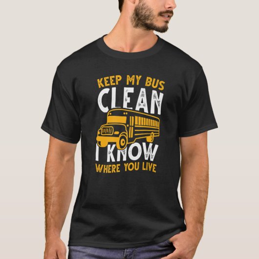 黄色のスクールバスのドライバ保ー私のバスクリーン Tシャツ (正面)