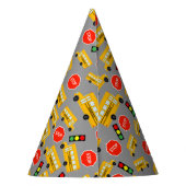 黄色のスクールバスストップのサイン信号誕生日 パーティーハット (裏面)