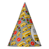 黄色のスクールバスストップのサイン信号誕生日 パーティーハット (左)