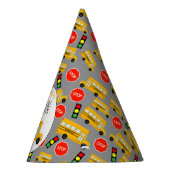 黄色のスクールバスストップのサイン信号誕生日 パーティーハット (右)