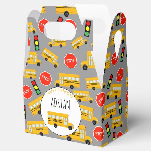 黄色のスクールバスストップのサイン信号誕生日 フェイバーボックス (オープン)