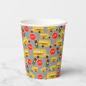 黄色のスクールバスストップのサイン信号誕生日 紙コップ (裏面)