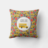 黄色のスクールバストップスサイン信号パターン クッション (裏面)