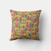 黄色のスクールバストップスサイン信号パターン クッション (裏面)