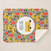 黄色のスクールバストップスサイン信号パターン シェルパブランケット (正面(横))