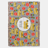 黄色のスクールバストップスサイン信号パターン スローブランケット (正面縦)