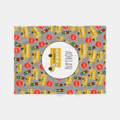 黄色のスクールバストップスサイン信号パターン フリースブランケット (正面(横))