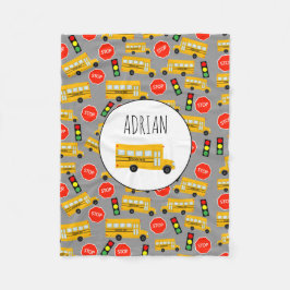 黄色のスクールバストップスサイン信号パターン フリースブランケット