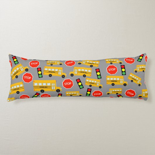 黄色のスクールバストップスサイン信号パターン ボディピロー (正面)