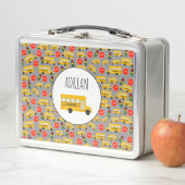 黄色のスクールバストップスサイン信号パターン メタルランチボックス (インサイチュ)