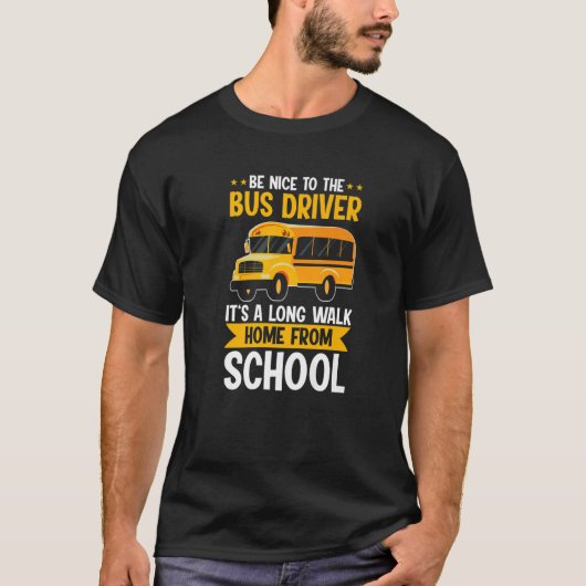 黄色のスクールバスドライバーに優しくなるそれは長い Tシャツ (正面)