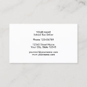 黄色のスクールバスドライバーの名刺テンプレート 名刺 (裏面)