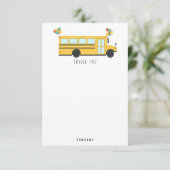 黄色のスクールバスパーティーの子供の名前 サンキューカード (スタンド正面)