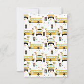 黄色のスクールバスパーティーの子供の名前 サンキューカード (裏面)