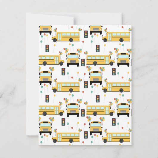 黄色のスクールバスパーティーの子供の名前 ノートカード (裏面)