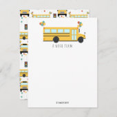 黄色のスクールバスパーティーの子供の名前 ノートカード (正面/裏面)