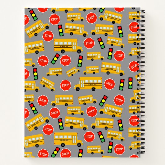 黄色のスクールバス ストップサイン 交通信号パターン ノートブック (裏面)