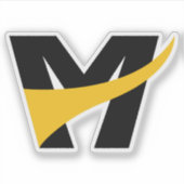 黄色のスタイリッシュな太字の幾何学的な文字M シール (正面)
