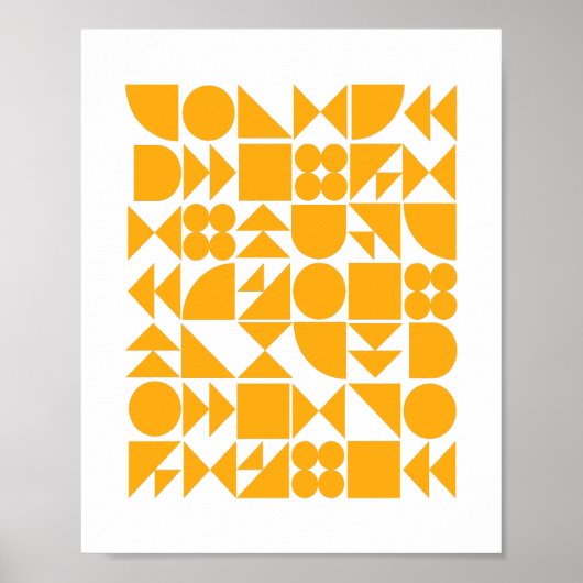 黄色のスタイリッシュ幾何モダン形状デザイン ポスター (正面)