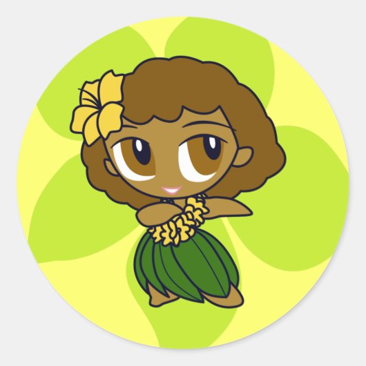 黄色のスタンプ「アロハネツ」 ラウンドシール (正面)