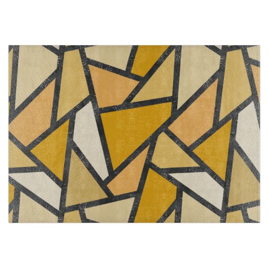 黄色のステンドグラス模様の色合い カッティングボード (正面)