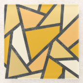 黄色のステンドグラス模様の色合い ガラスコースター (正面)