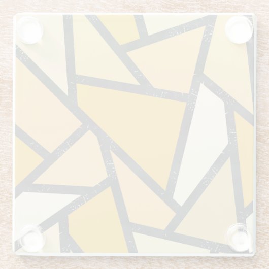 黄色のステンドグラス模様の色合い ガラスコースター (裏面)