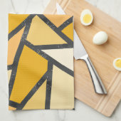 黄色のステンドグラス模様の色合い キッチンタオル (四つ折り)