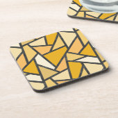 黄色のステンドグラス模様の色合い コースター (左側)