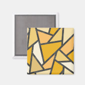 黄色のステンドグラス模様の色合い マグネット (正面/裏面)