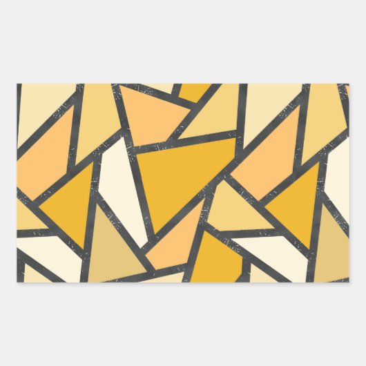 黄色のステンドグラス模様の色合い 長方形シール (正面)