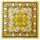 黄色のステンドグラス タイル (正面)