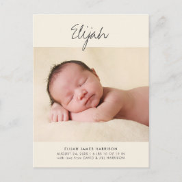 黄色のステートメント名 – 写真 – 誕生のお知らせ ポストカード