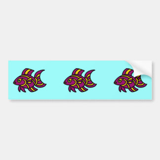 黄色のストライプとの紫色のDitzyfish バンパーステッカー