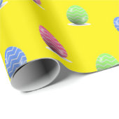 黄色のストライプイースターエッグ ラッピングペーパー (ロールコーナー)