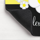 黄色のストライプデイジー白黒スクリプエレガントト マウスパッド (コーナー)