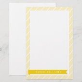 黄色のストライプパターンひな形 便箋 (正面/裏面)
