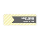 黄色のストライプパターン住所 シール (正面)