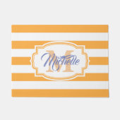 黄色のストライプパターン ドアマット (正面)