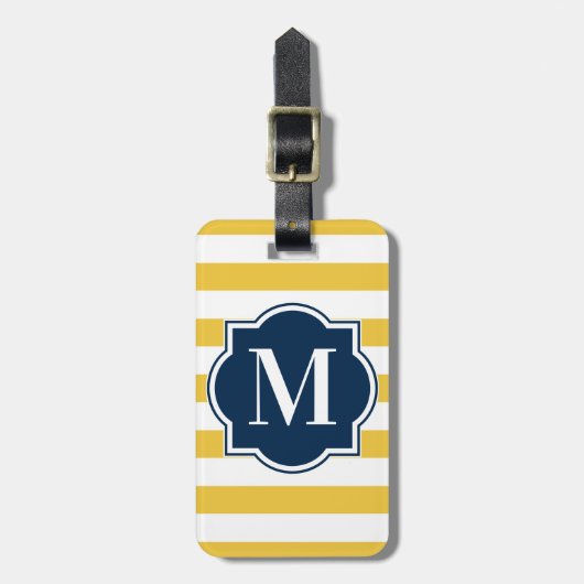 黄色のストライプ ラゲッジタグ (正面縦)