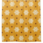 黄色のスノーフレークのドット シャワーカーテン (正面)