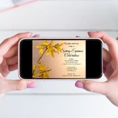 黄色のスプリングフォーサイシアの花 春分の日 お祝い 招待状