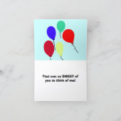 黄色のスマイルハチと風船のありがとう サンキューカード (内部)