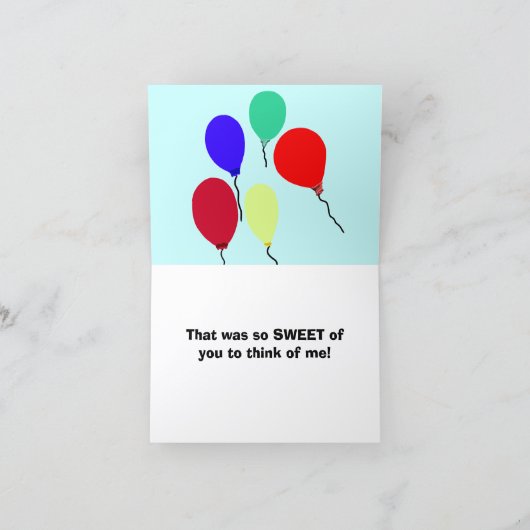 黄色のスマイルハチと風船のありがとう サンキューカード (内部)