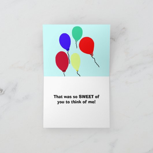 黄色のスマイルハチと風船のありがとう サンキューカード (内部)