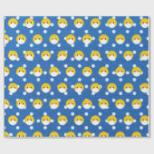 黄色のスマイル顔と水玉模様上のマスク ラッピングペーパー (フラット)