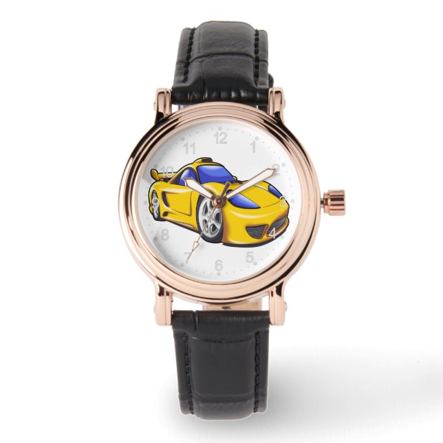 黄色のスーパーカーイラストレーション|バックカラーの選択 腕時計 (正面)