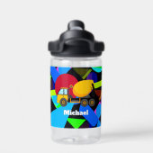 黄色のセメットカラフルトラック、幾何形状名 ウォーターボトル (背面)