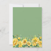 黄色のセージ フローラル ブライダル シャワー 感謝カード 招待状 (裏面)